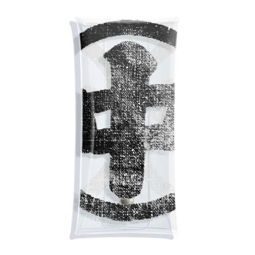 中原木材の昔の職人達の前掛け 染め抜き紋_Black Clear Multipurpose Case
