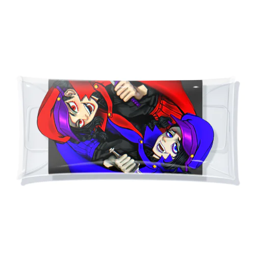 燈至伝町「赤マント・青マント」 Clear Multipurpose Case