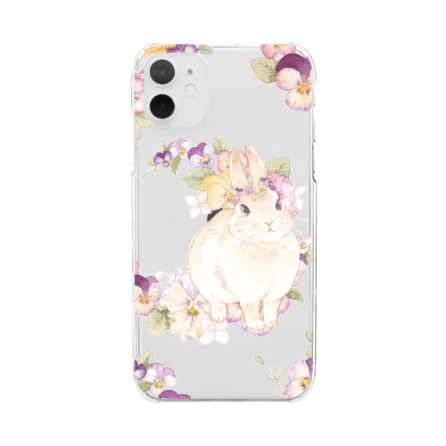 パンジーうさぎ Clear Smartphone Case
