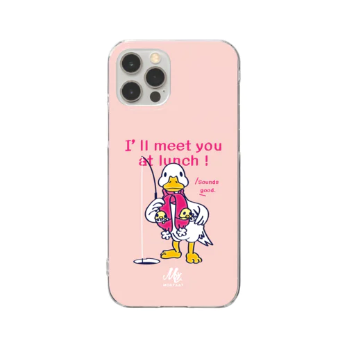 あひるのおひるさんのサカナ釣り ピンク Clear Smartphone Case