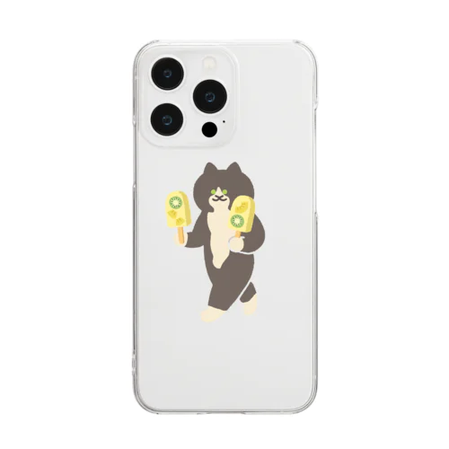 トロピカルアイスをワイルドに運ぶねこ Clear Smartphone Case