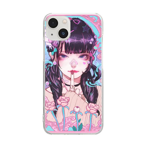 ピンク雲 Clear Smartphone Case