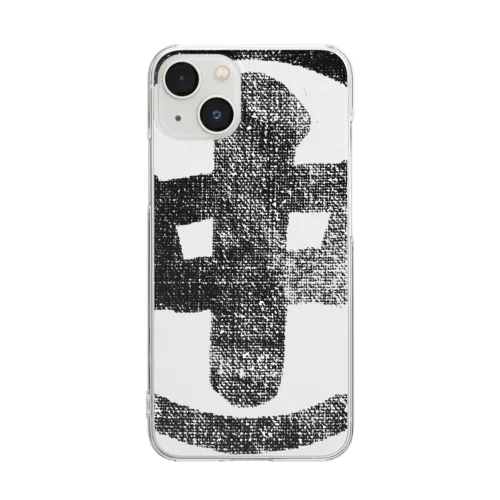 中原木材の昔の職人達の前掛け 染め抜き紋_Black Clear Smartphone Case
