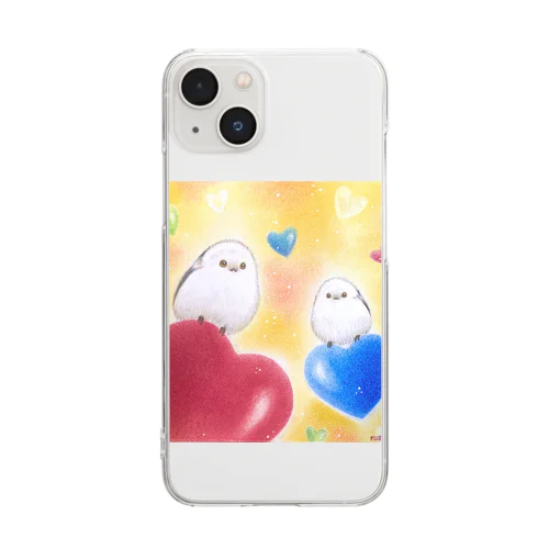 ハートのシマエナガさん Clear Smartphone Case
