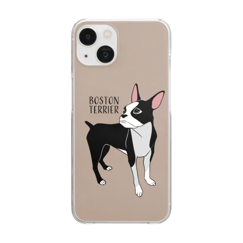 ボストンテリアのスマホケース(茶) Clear Smartphone Case