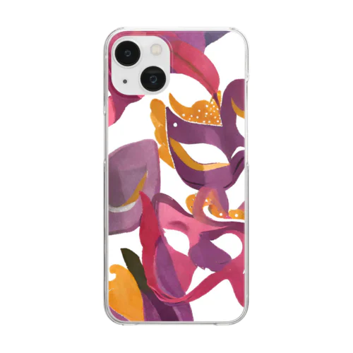 色とりどりの仮面のモダンな水彩画 Clear Smartphone Case