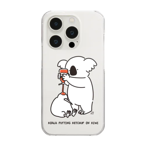 コアラケチャップキウイ（くろ） Clear Smartphone Case