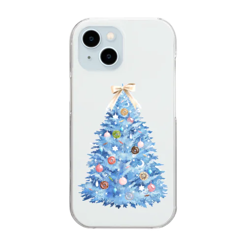 クリスマスツリー／ブルー Clear Smartphone Case