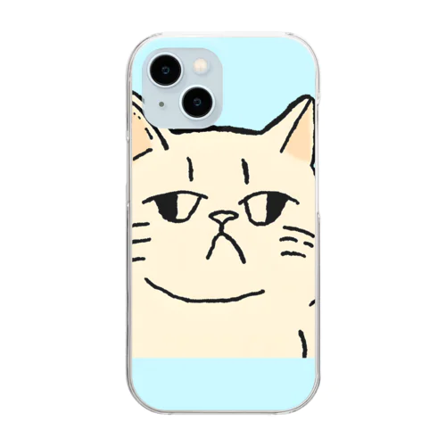 ふてくされたネコくん(水色) Clear Smartphone Case