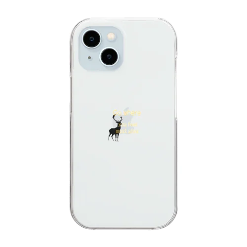 鹿の影絵　”一番生きていると感じる場所へ行こう” Clear Smartphone Case