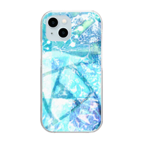 ブルー柄 Clear Smartphone Case