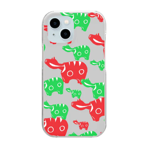 赤べこ（はいいろ） Clear Smartphone Case
