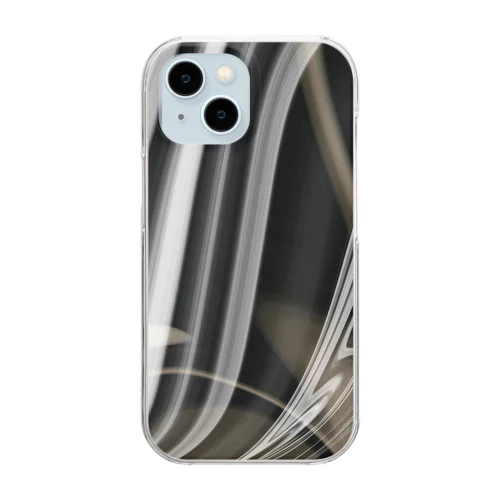 グレーブラウンANDブラックグラデーションマーブル Clear Smartphone Case