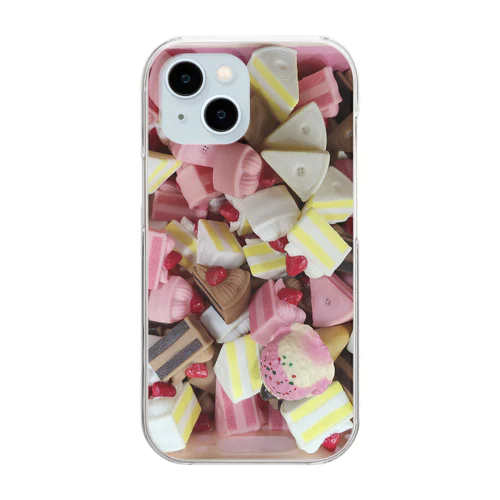 たくさんのケーキの柄のスマホケース Clear Smartphone Case