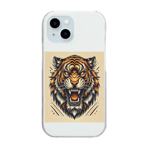 Roaring Tiger - 荒ぶる虎の咆哮 Clear Smartphone Case