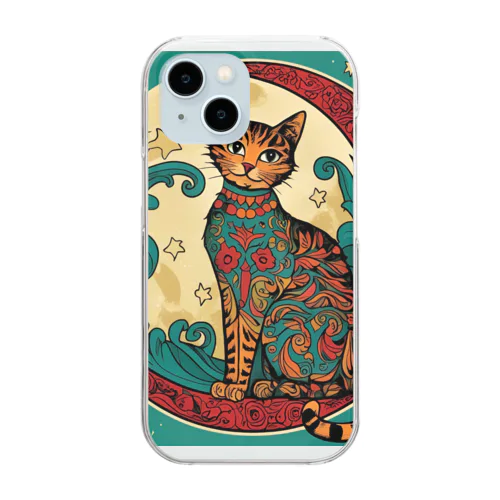 猫と月 Clear Smartphone Case
