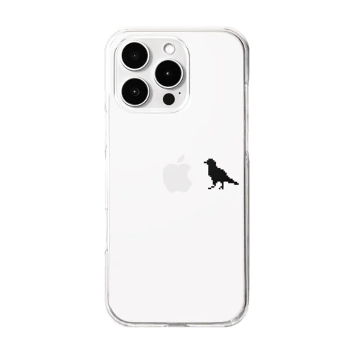ドット画カラス(黒) Clear Smartphone Case