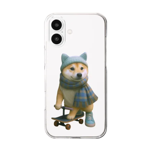 柴犬キックボード Clear Smartphone Case
