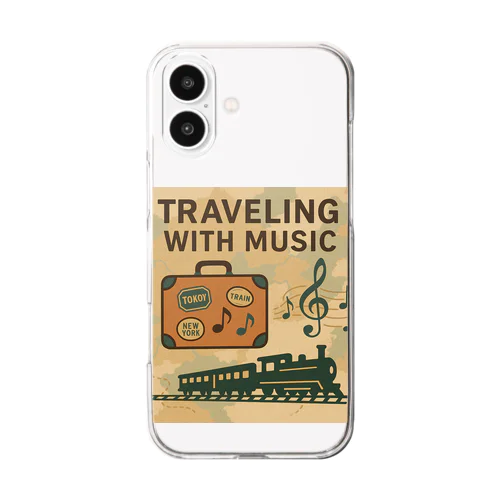 Traveling with Music｜音楽と旅のヴィンテージデザイン Clear Smartphone Case