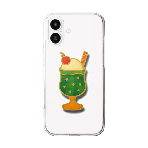 レトロピンバッジ風クリームソーダ Clear Smartphone Case