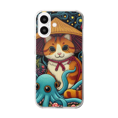 船頭にゃんこは奇妙な川を下る Clear Smartphone Case