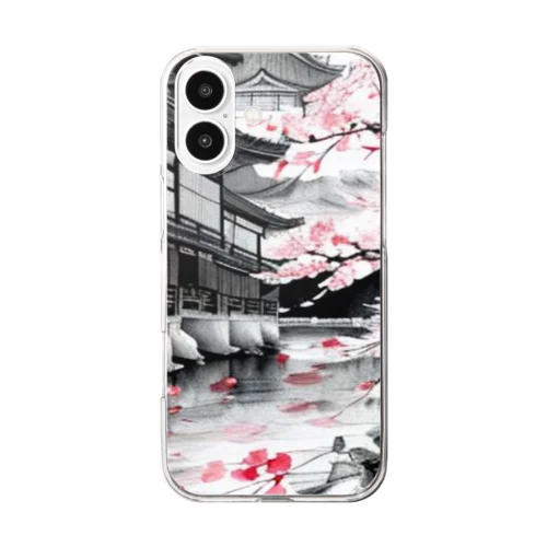 日本家屋と桜 Clear Smartphone Case
