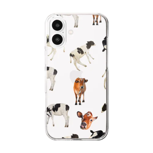 ウシが沢山！ジャージー、ホルスタイン牛柄 Clear Smartphone Case