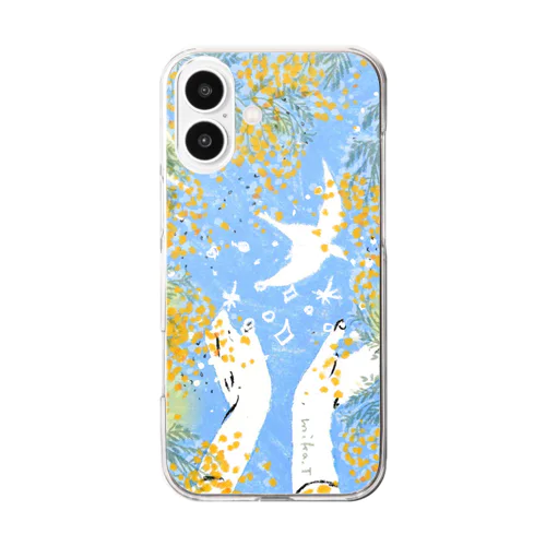 ミモザと鳥と空 Clear Smartphone Case