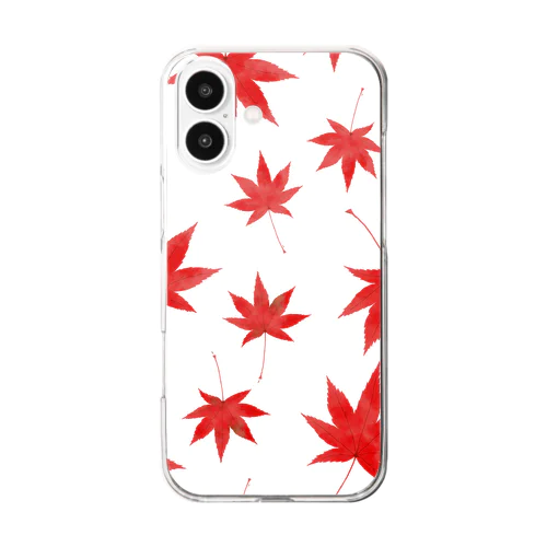 紅葉柄のスマホケース Clear Smartphone Case
