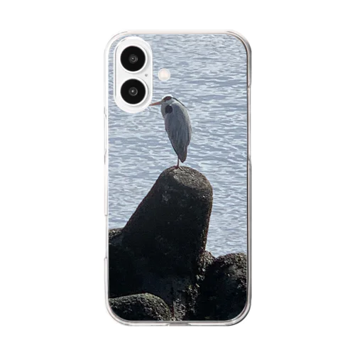 テトラポッドに立つ鳥 Clear Smartphone Case