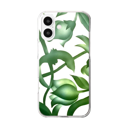 green flowers 緑の花唐草 Clear Smartphone Case
