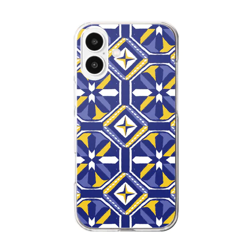 🇵🇹リスボンのアズレージョ #15（ネイビー） Clear Smartphone Case