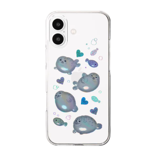 ぷっくりコロコロアザラシシール風 Clear Smartphone Case