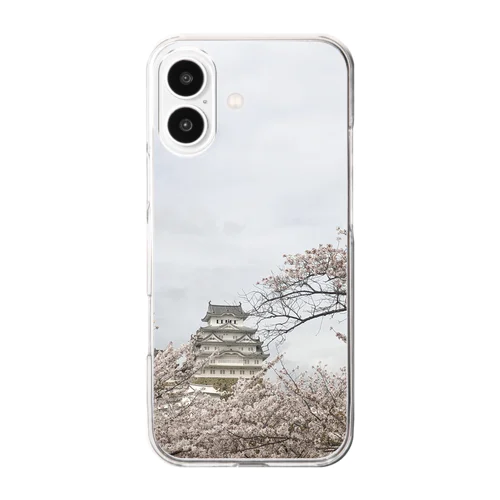 お城と桜 Clear Smartphone Case