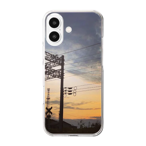 踏切シルエット Clear Smartphone Case