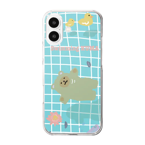プールで泳ぐクマぷかぷかばーじょん Clear Smartphone Case