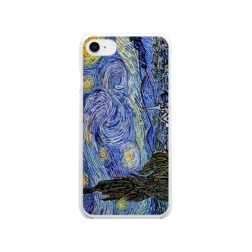 ゴッホ「星月夜-糸杉と村-」 Clear Smartphone Case