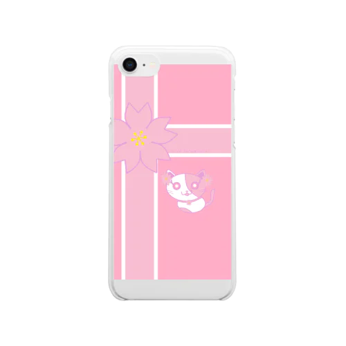 春色にゃんこ Clear Smartphone Case