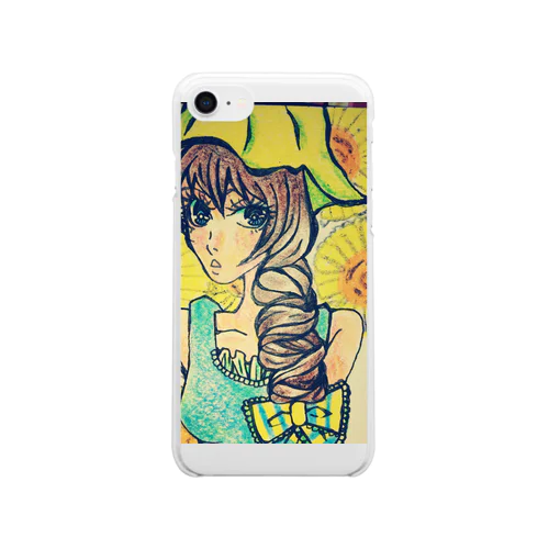向日葵と少女｡ Clear Smartphone Case