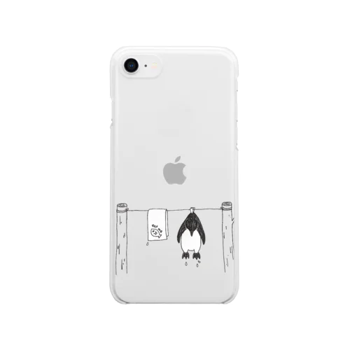 干されるペンギンさん Clear Smartphone Case