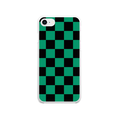 市松模様 (黒/緑) Clear Smartphone Case