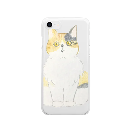 ビックリ顔の三毛猫つぼみ Clear Smartphone Case