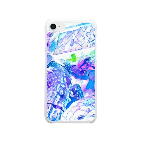 トカゲ大集合 スカイブルー Clear Smartphone Case