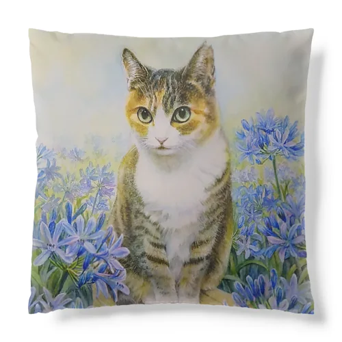 アガパンサスと三毛猫 Cushion