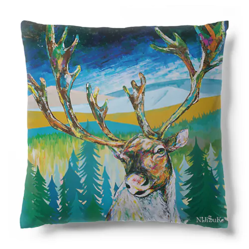 トナカイ&クマ夜空クッション Cushion