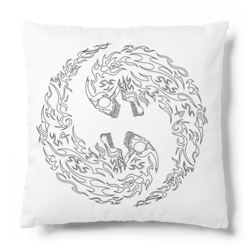 合わせ二つ髑髏 黒枠白（オリジナル家紋シリーズ） Cushion