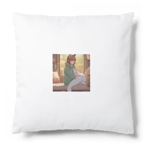ぬくもりの時間 - 膝の上でくつろぐ猫 - Cushion