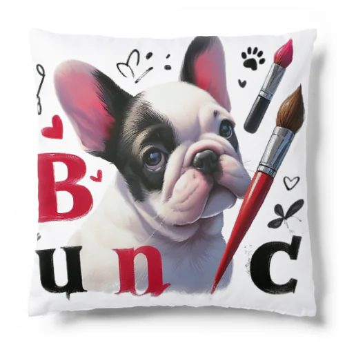 Frenchbulldog　お絵描きパイド Cushion