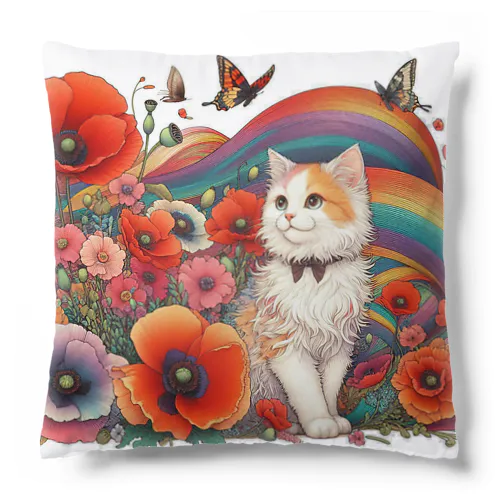 猫とポピー Cushion