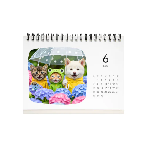 もふめし。2026年カレンダー（大福・ちび・虎丸） Desk Calendar